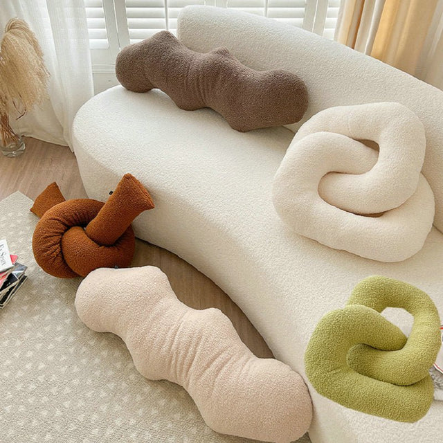 Abstract Shaped Sofa Cushion in Plush Wavy Design