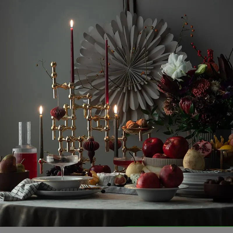 Abstract Style Molecular Structure Candle Holder - Metal Design