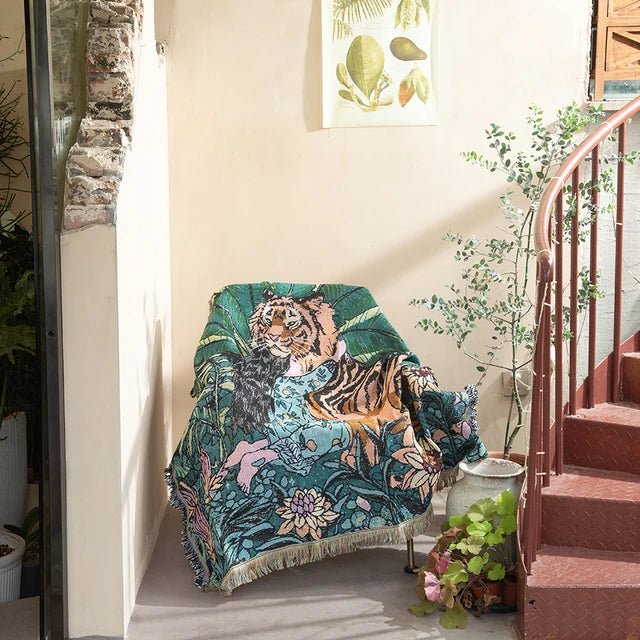 Abstract Woven Tapestry Throw Blanket for Home Decor