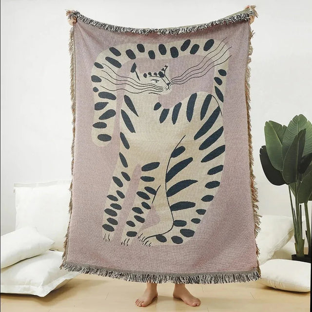 Abstract Woven Tapestry Throw Blanket for Home Decor