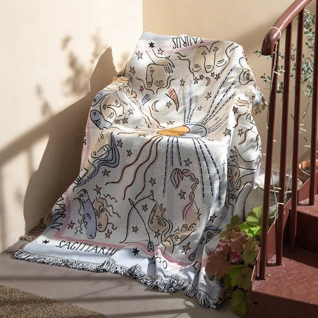 Abstract Woven Tapestry Throw Blanket for Home Decor