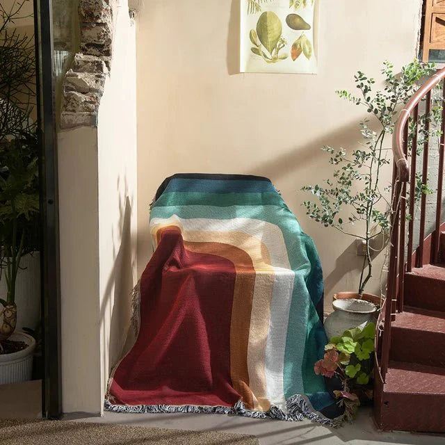 Abstract Woven Tapestry Throw Blanket for Home Decor