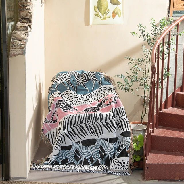 Colorful Abstract Woven Tapestry Throw Blanket 160x130cm