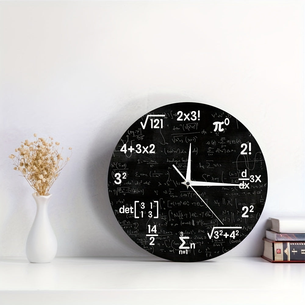 Elegant Acrylic Wall Clock with Mathematical Formulas