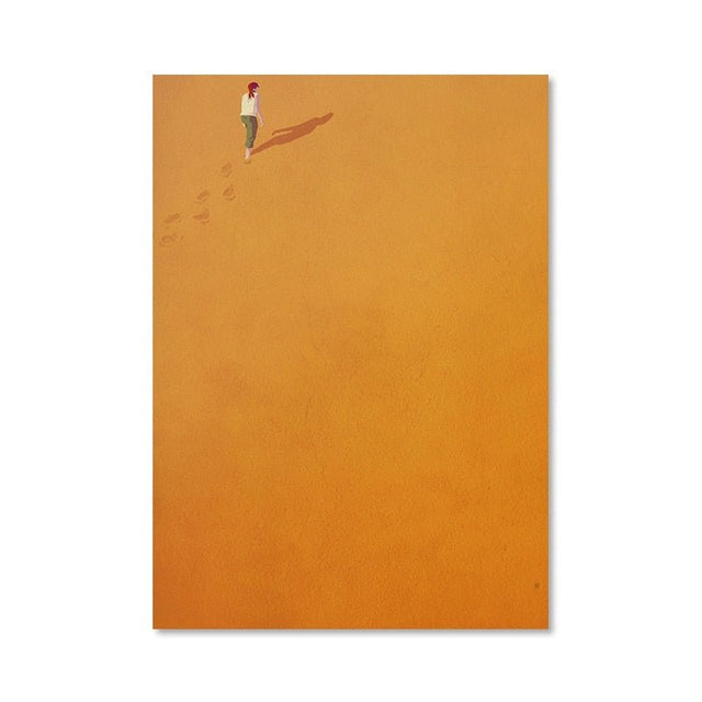 Alone Girl Minimalist Canvas Print Poster Modern Art Decor