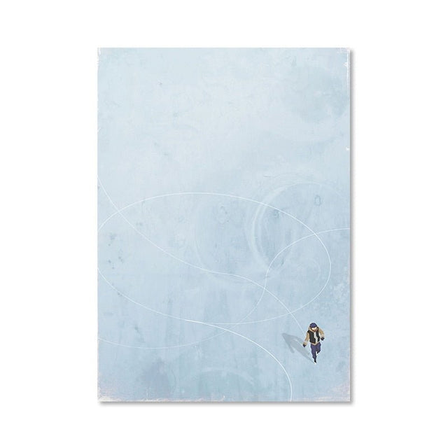 Alone Girl Minimalist Canvas Print Poster Modern Art Decor