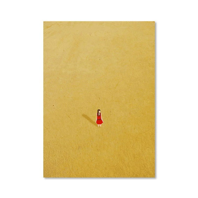 Alone Girl Minimalist Canvas Print Poster Modern Art Decor