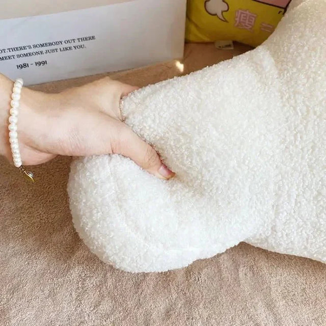 Teddy Shape Soft Office Seat Cushion - Plush Cotton Comfort