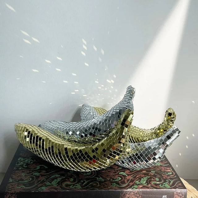 Apple & Banana Disco Ball Fruit Decoration - Glass Art