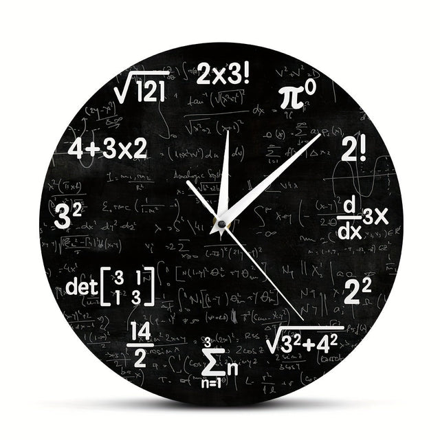 Elegant Acrylic Wall Clock with Mathematical Formulas