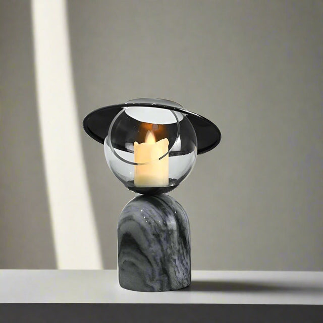 Black Marble Effect Candle Holder with Wax Melt Burner