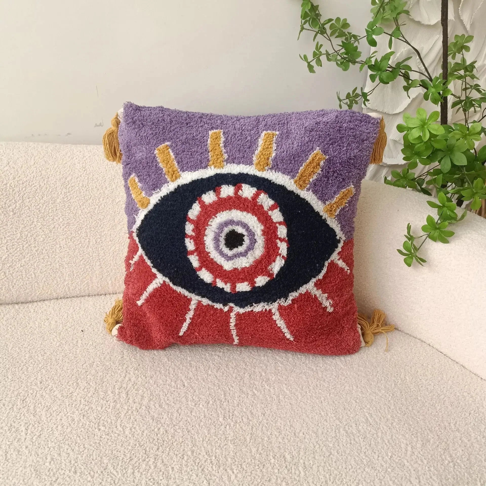 Bohemian Style Devil's Eye Tufted Cushion Cover 45cm