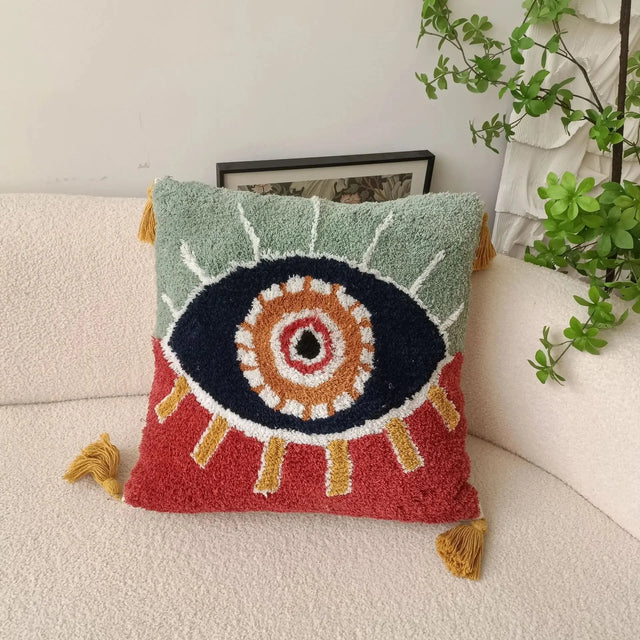 Bohemian Style Devil's Eye Tufted Cushion Cover 45cm