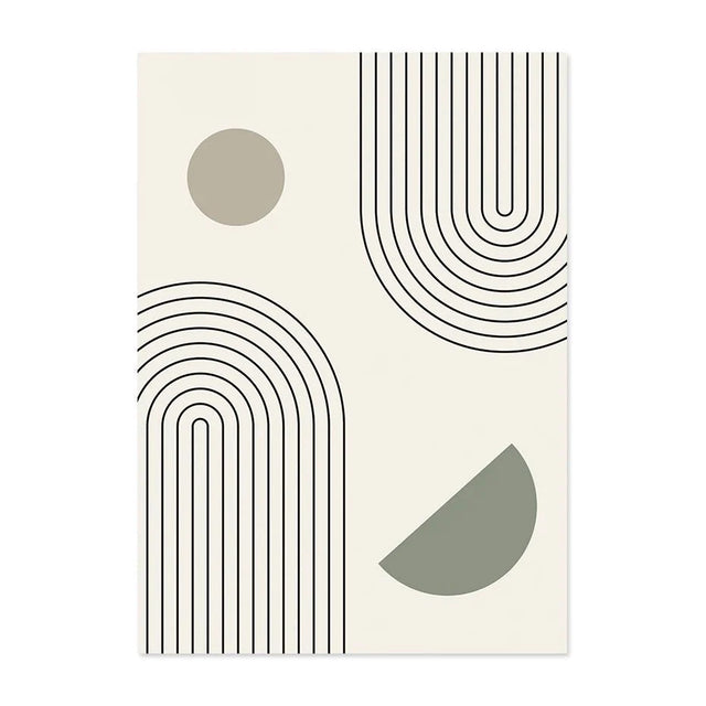 Boho Style Green Leaves Canvas Print Abstract Art Decor