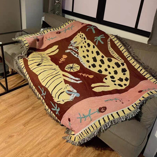 Boho Style Knitted Blanket for Cozy Home Decor