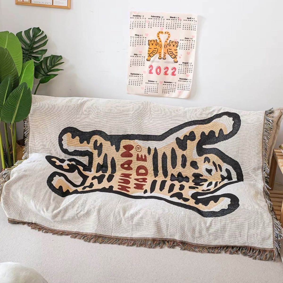 Boho Style Knitted Blanket for Cozy Home Decor