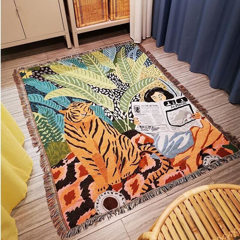 Boho Style Knitted Blanket for Cozy Home Decor