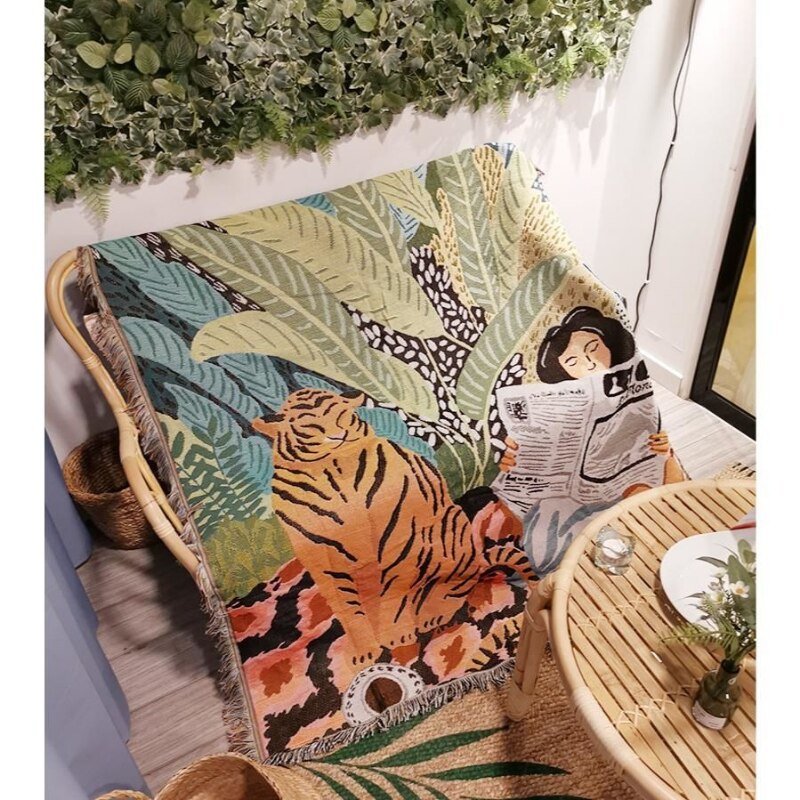 Boho Style Knitted Blanket for Cozy Home Decor