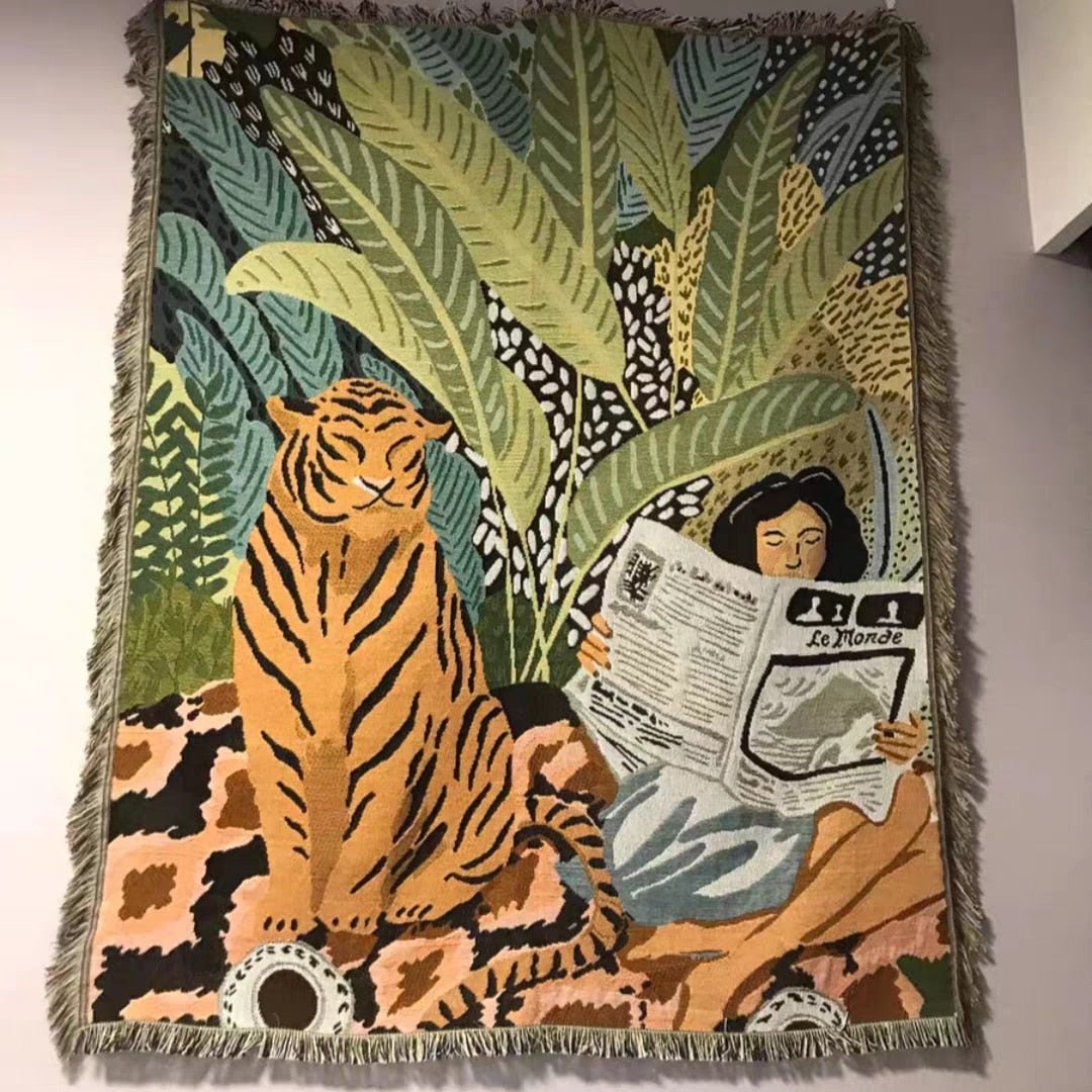 Boho Style Knitted Blanket for Cozy Home Decor