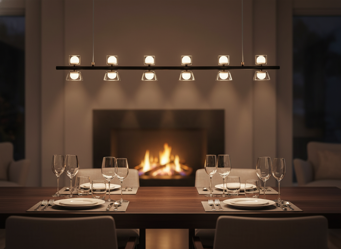 Bordeaux LED Chandelier – Modern Copper Strip Hanging Light for Dining & Bar