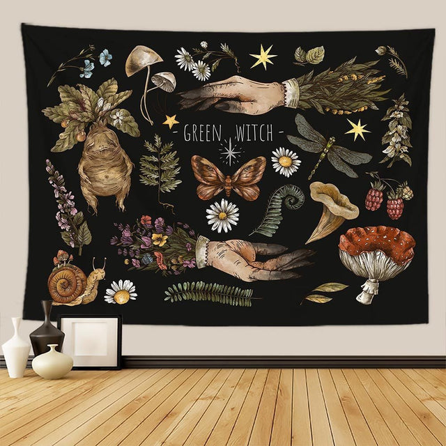 Botanical and Floral Tapestry Print Wall Hanging 100% Polyester