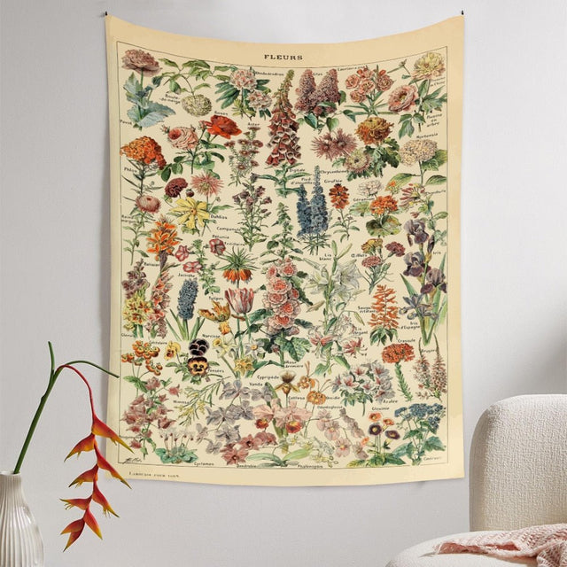 Botanical and Floral Tapestry Print Wall Hanging 100% Polyester