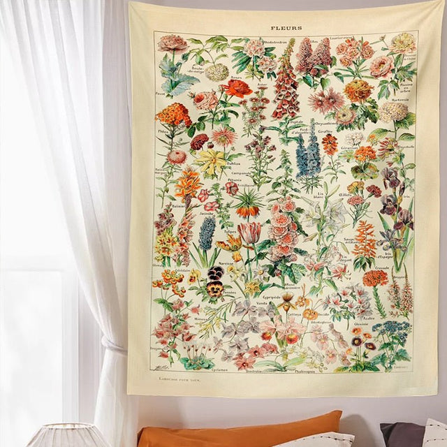 Botanical and Floral Tapestry Print Wall Hanging 100% Polyester