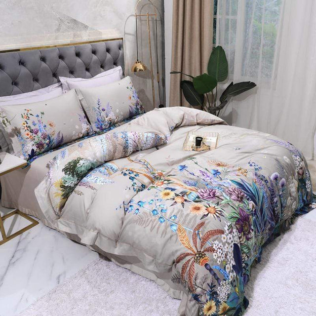 FloraLuxe Duvet Cover Set (Egyptian Cotton, 500 TC)