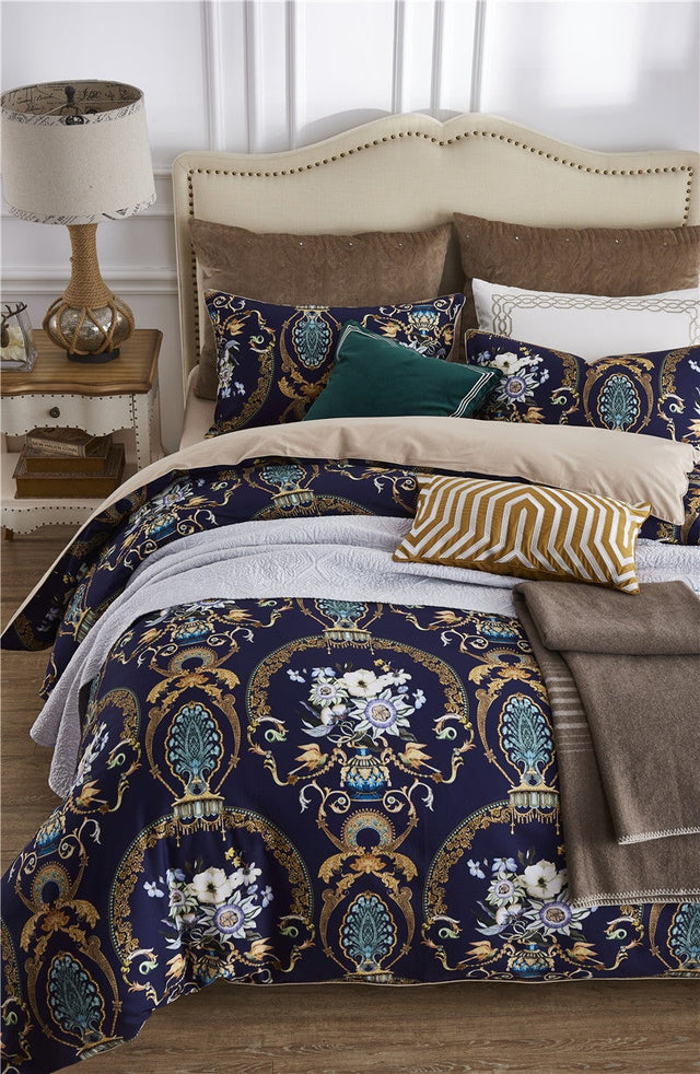 Canterbury Duvet Cover Set – 500 TC Egyptian Cotton Sateen with Elegant Floral Design