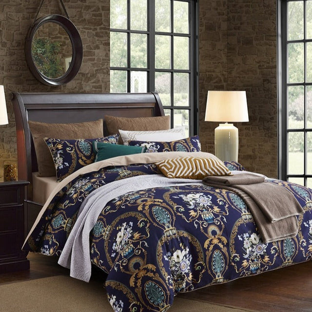 Canterbury Duvet Cover Set – 500 TC Egyptian Cotton Sateen with Elegant Floral Design