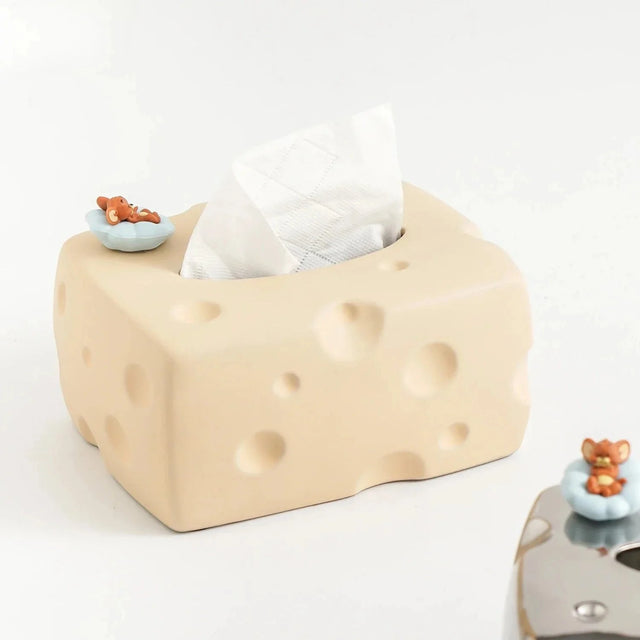 Cartoon Cheese Shape Ceramic Tissue Box - Modern Decor Accent