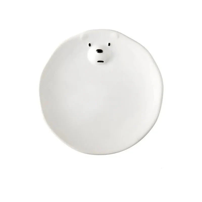 Cartoon Polar Bear Ceramic Plate and Bowl Set Eco-Friendly