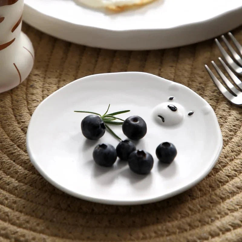 Cartoon Polar Bear Ceramic Plate and Bowl Set Eco-Friendly