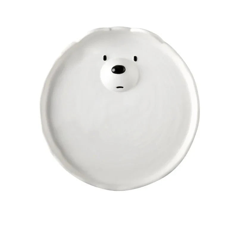 Cartoon Polar Bear Ceramic Plate and Bowl Set Eco-Friendly