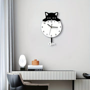 Purrfect Time Stylish Swinging Cat Wall Clock Modern Design