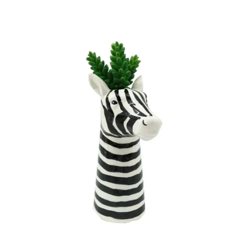 Ceramic Black and White Zebra Vase for Modern Decor