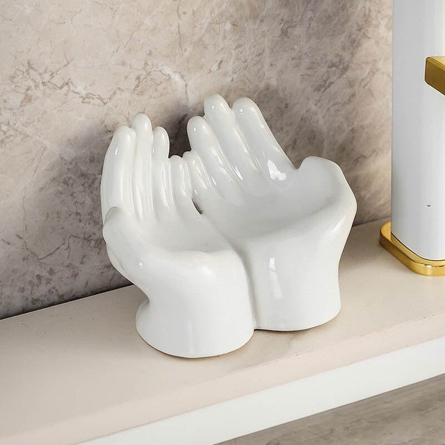Ceramic Cartoon Palm Soap Holder with Drain Design