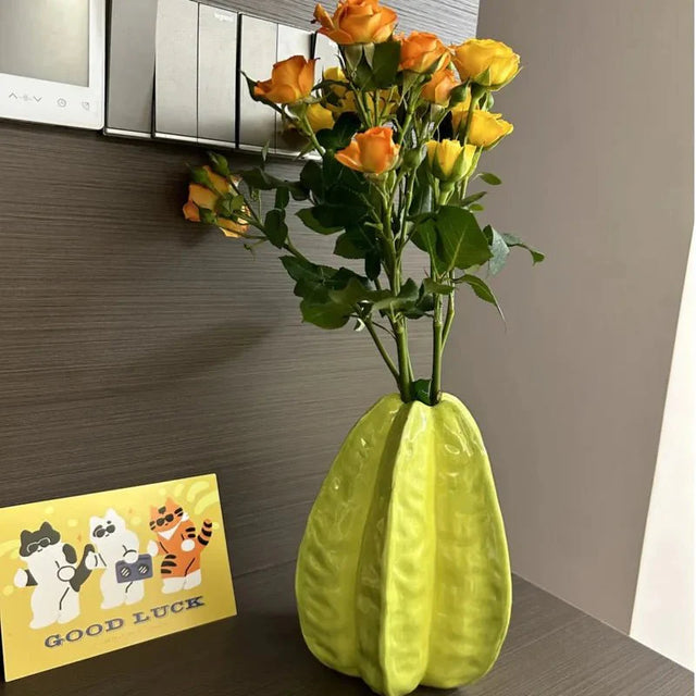 Ceramic Star Fruit Flower Vase Unique Decorative Pot