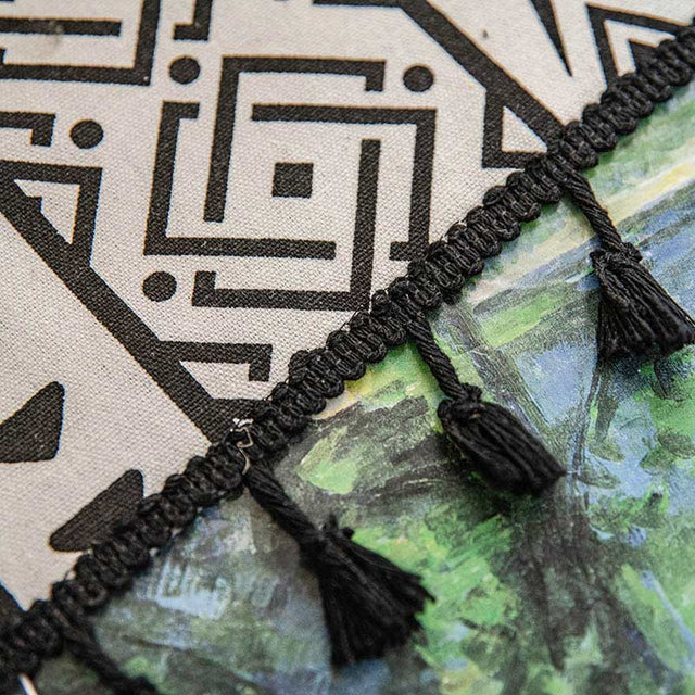 Geometric Tassel Curtain Semi Blackout Drapes in Cotton Blend