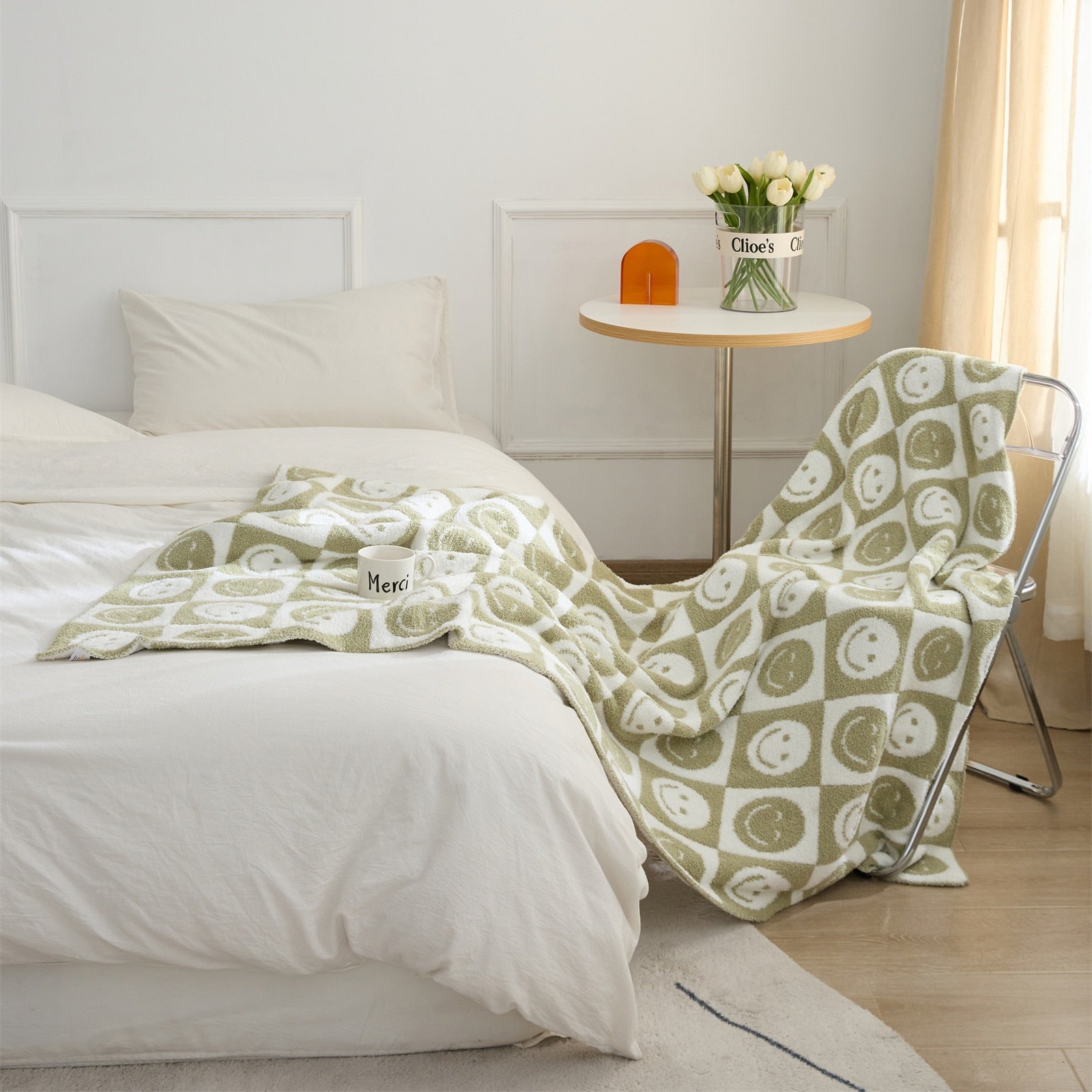 Chequered 'Smile' Meme Pattern Checked Blanket for Cozy Comfort