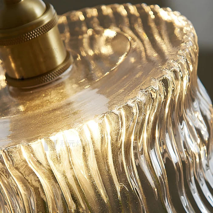 Vintage Fluted Ribbed Glass Shade Pendant Ceiling Light
