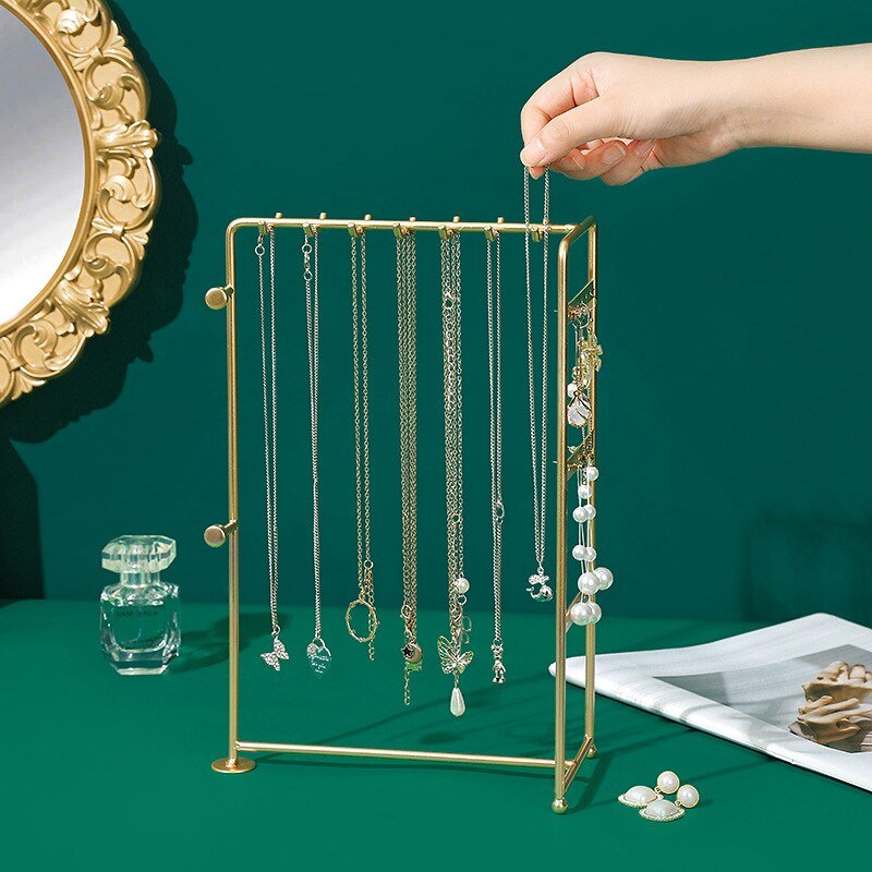 Coloured Hanging Jewellery Organiser Stand with Metal Frame