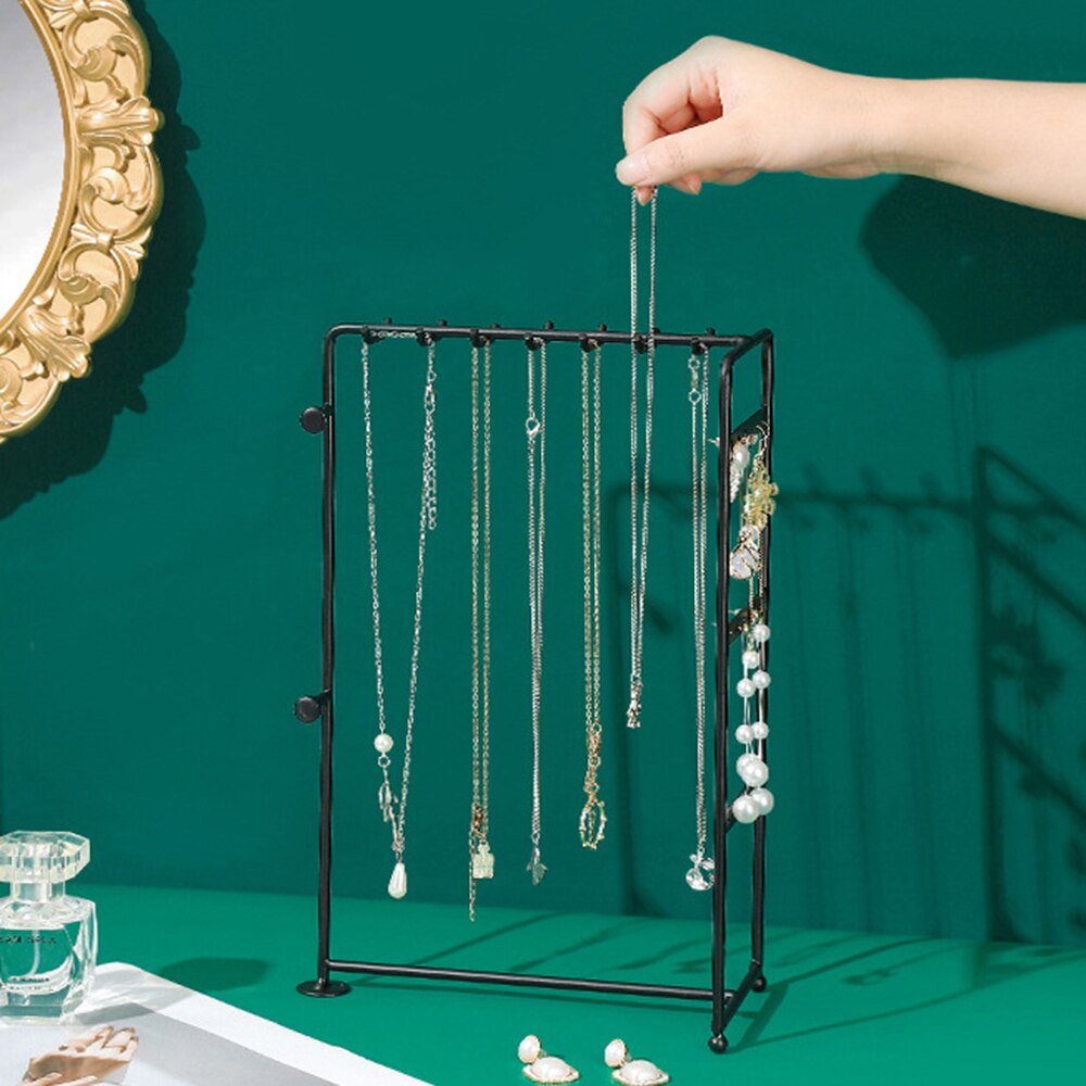 Coloured Hanging Jewellery Organiser Stand with Metal Frame