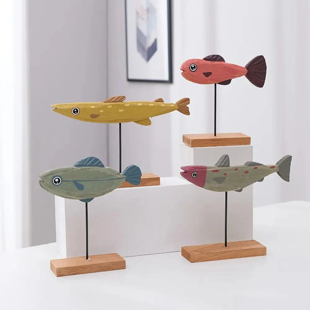 Colourful Abstract Wooden Fish Decoration for Home Style