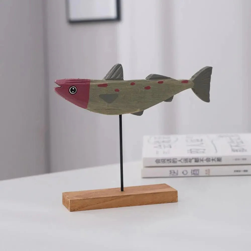 Colourful Abstract Wooden Fish Decoration for Home Style