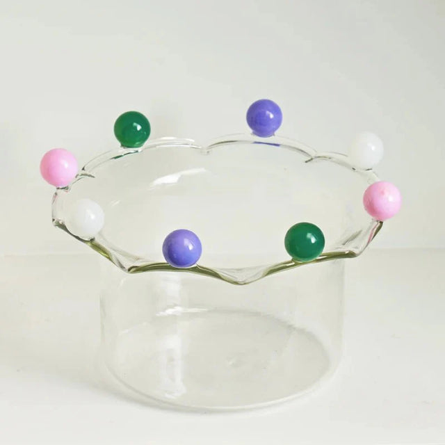 Colourful Crown Shaped Dessert Bowl - Eco-Friendly Glass Design