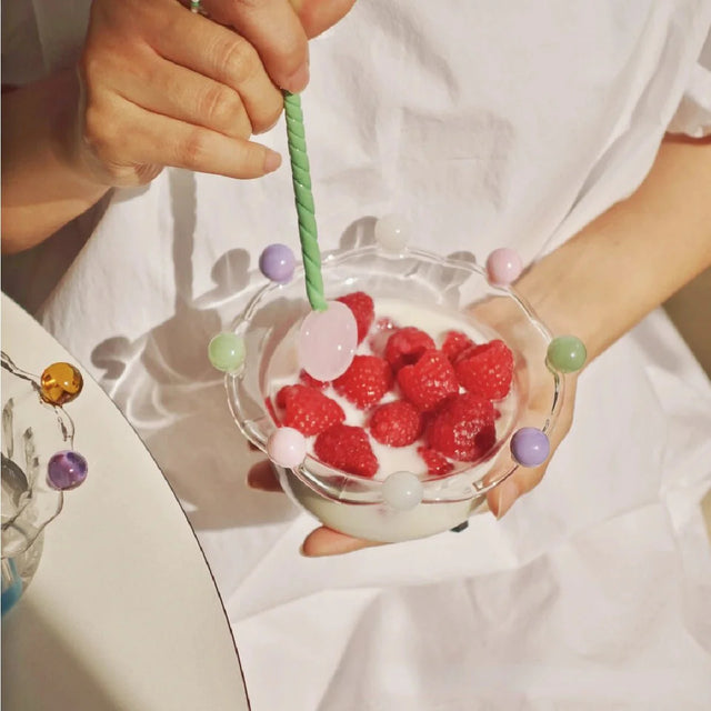 Colourful Crown Shaped Dessert Bowl - Eco-Friendly Glass Design