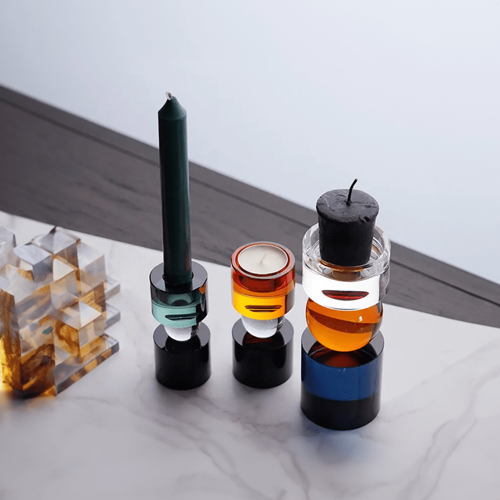 Colourful Geometric Crystal Candle Holder for Modern Decor