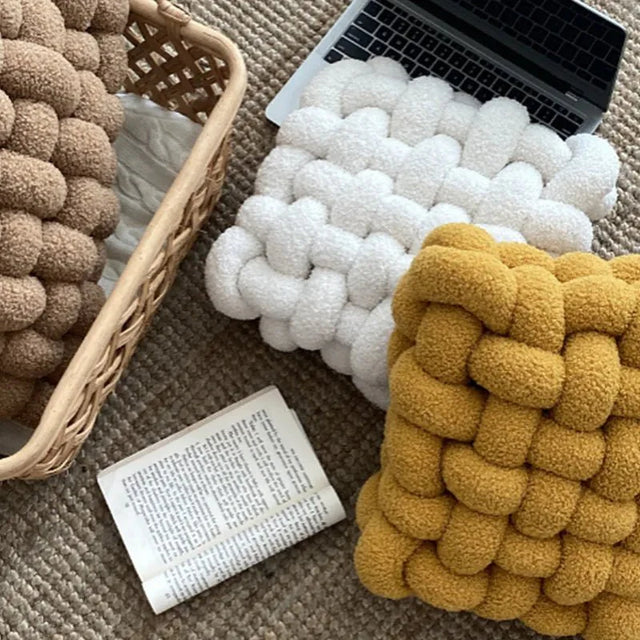 Colourful Soft Nordic Knot Sofa Cushion in Plush Fabric