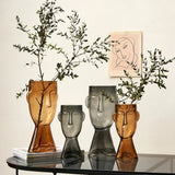 Creative Glass Head Shape Decorative Vase for Modern Decor